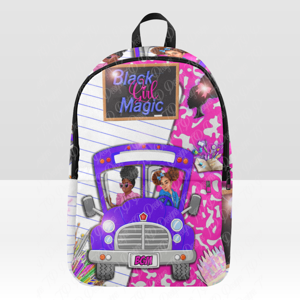 Black Girl Magic School Bus Fabric Backpack T.D. Designs