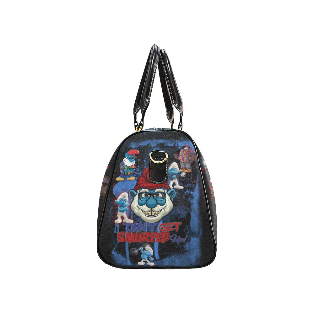 Smurfed Up Waterproof Travel Bag/Large with black straps