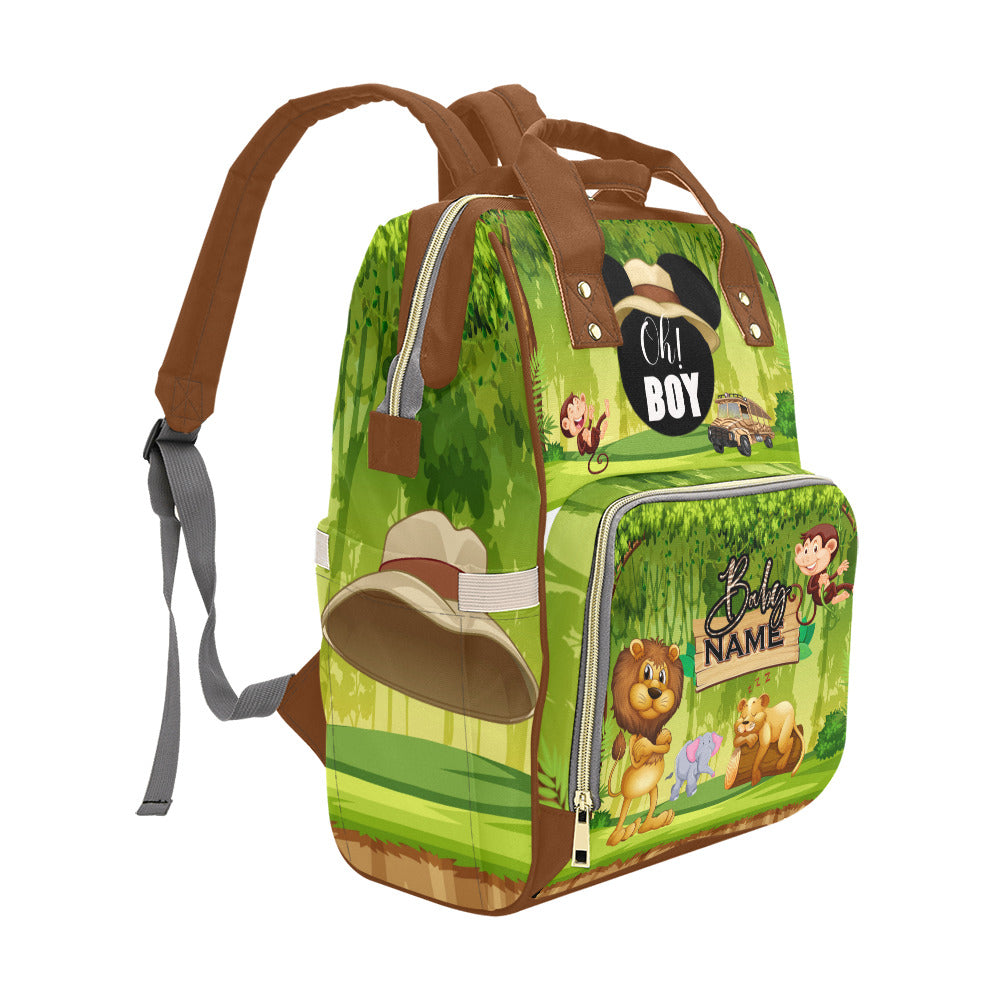 Safari Animal Multi-Function Backpack/Diaper Bag w/baby name