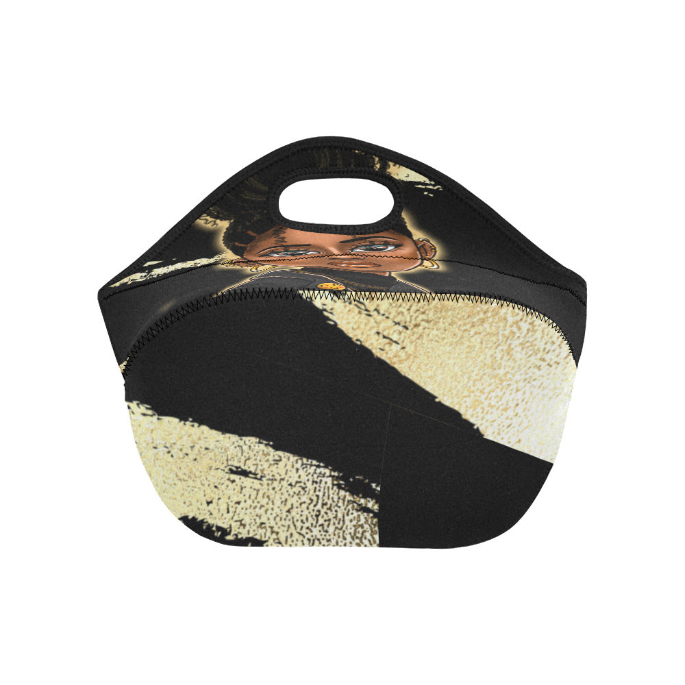 Gold and Black Girl Lunch Bag