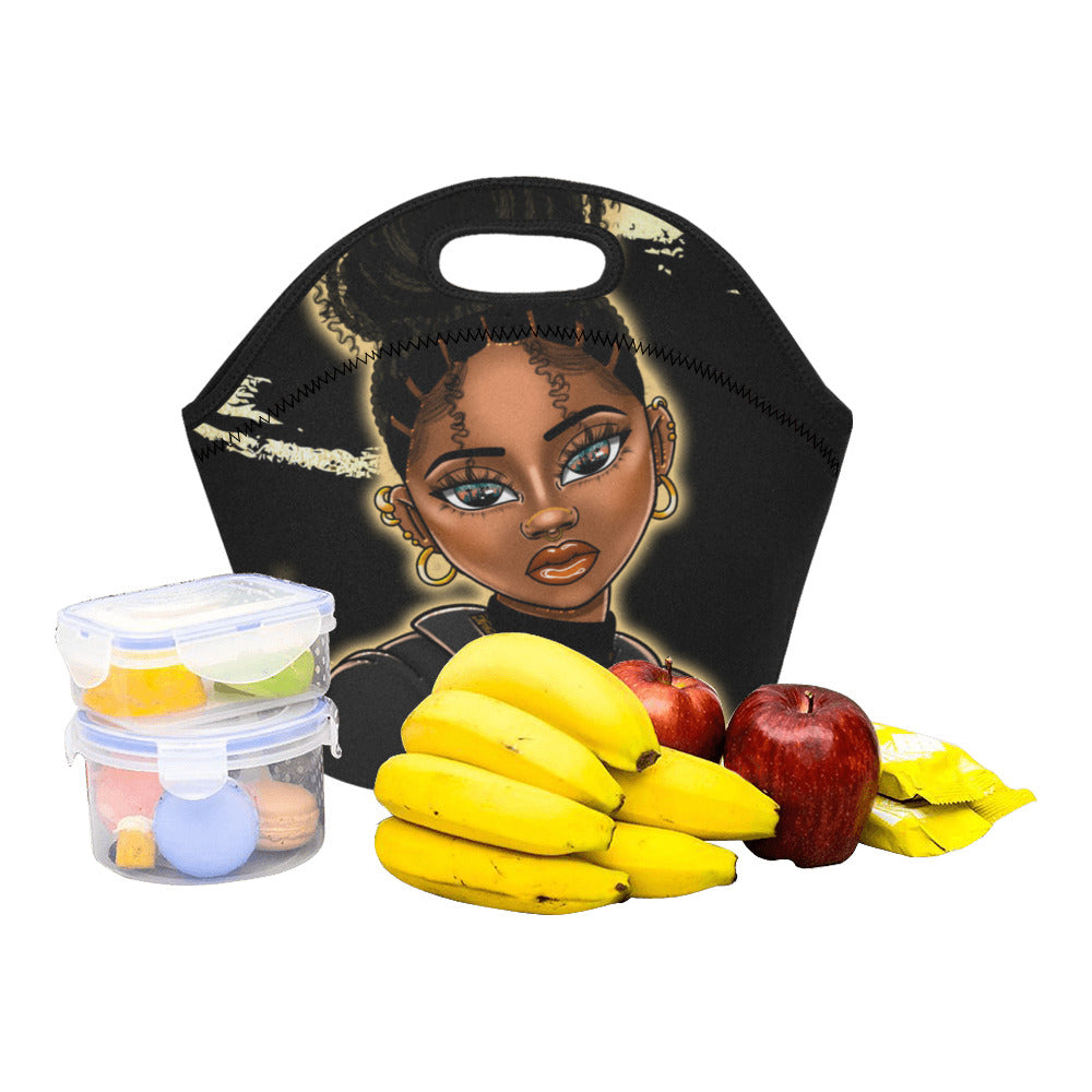 Gold and Black Girl Lunch Bag