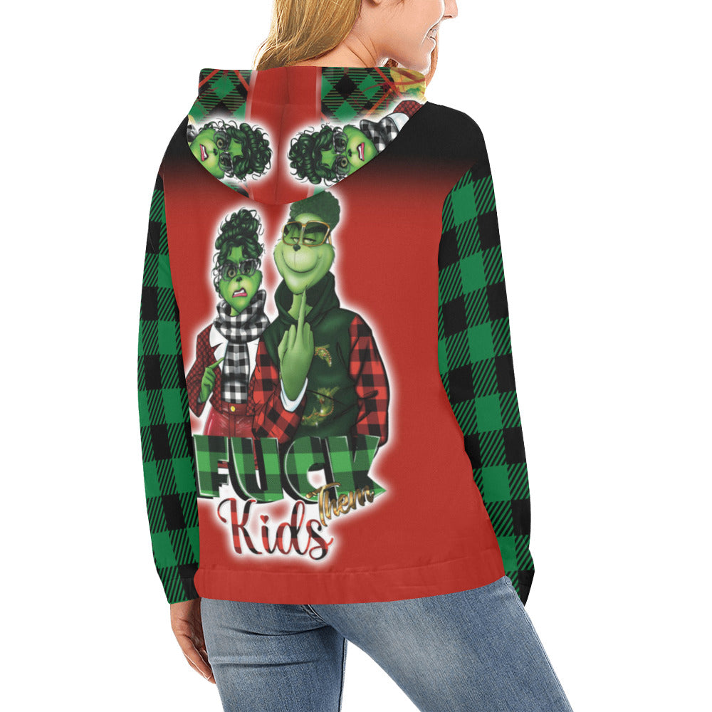 MRs. G. F*ck them kids on front  couple on back All Over Print Hoodie for Women