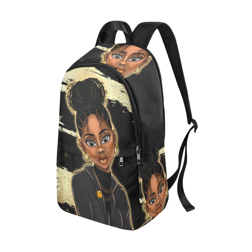 Gold and Black Girl Fabric Backpack