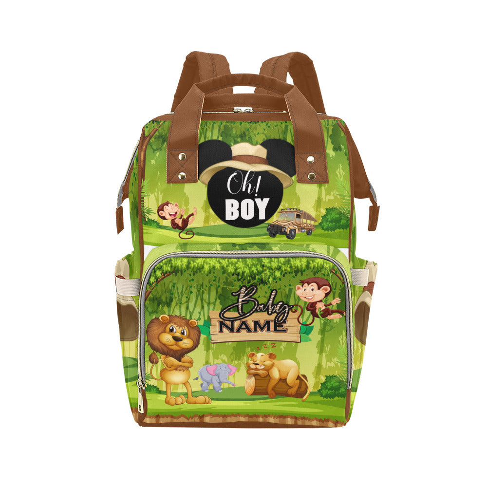 Safari Animal Multi-Function Backpack/Diaper Bag w/baby name