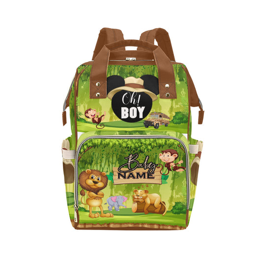 Safari Animal Multi-Function Backpack/Diaper Bag w/baby name