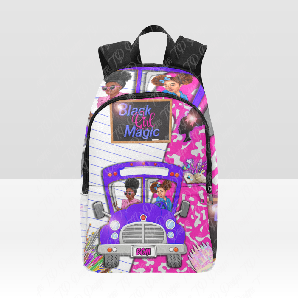 Black Girl Magic School Bus Fabric Backpack