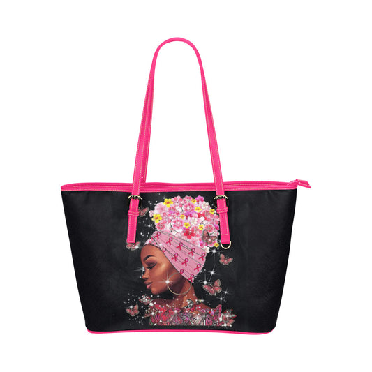Breast Cancer Awareness Leather Tote Bag/Small