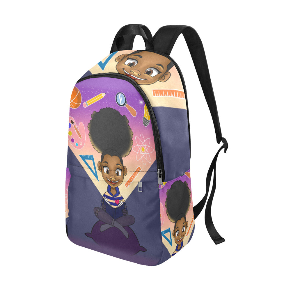 Reading Girl Fabric Backpack