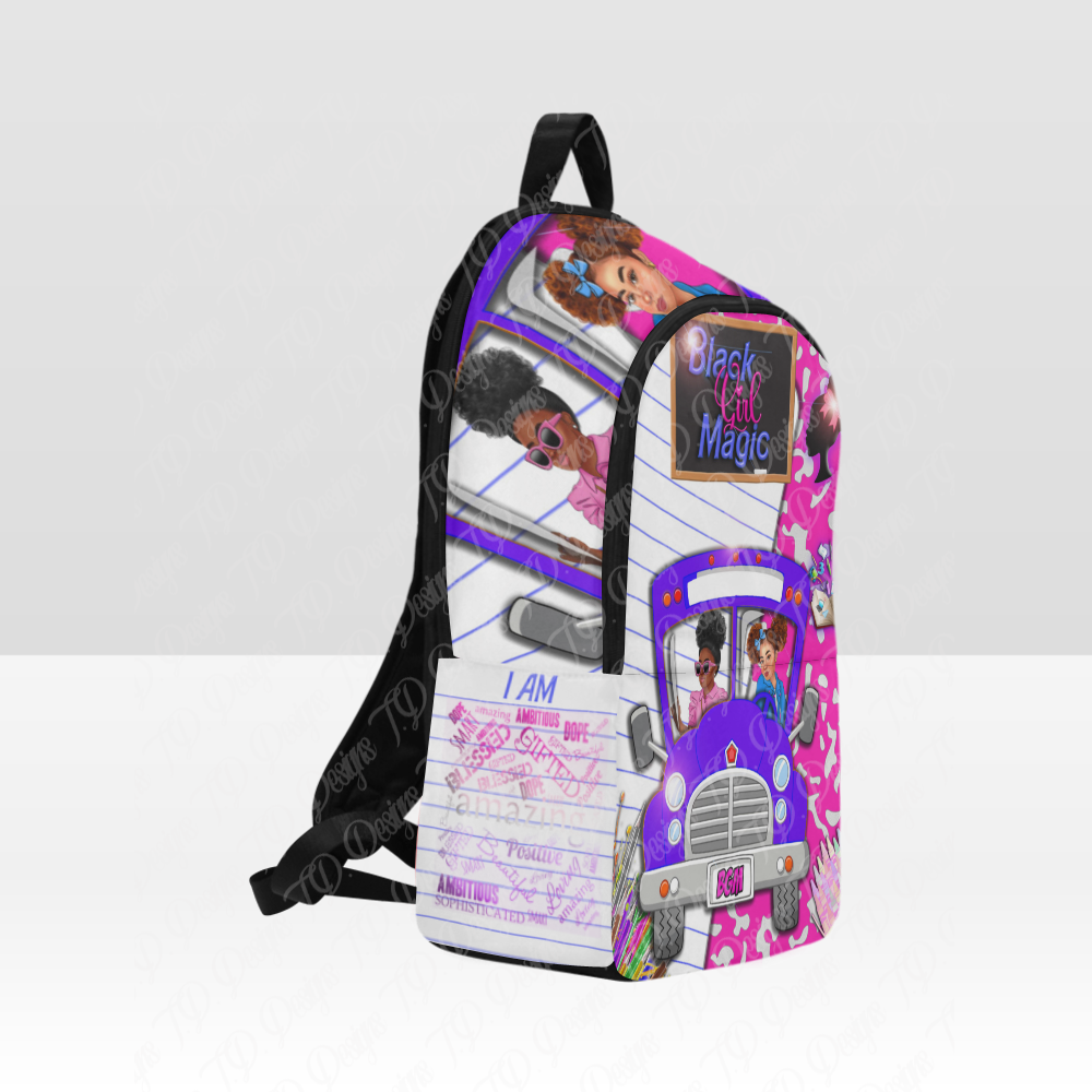 Black Girl Magic School Bus Fabric Backpack