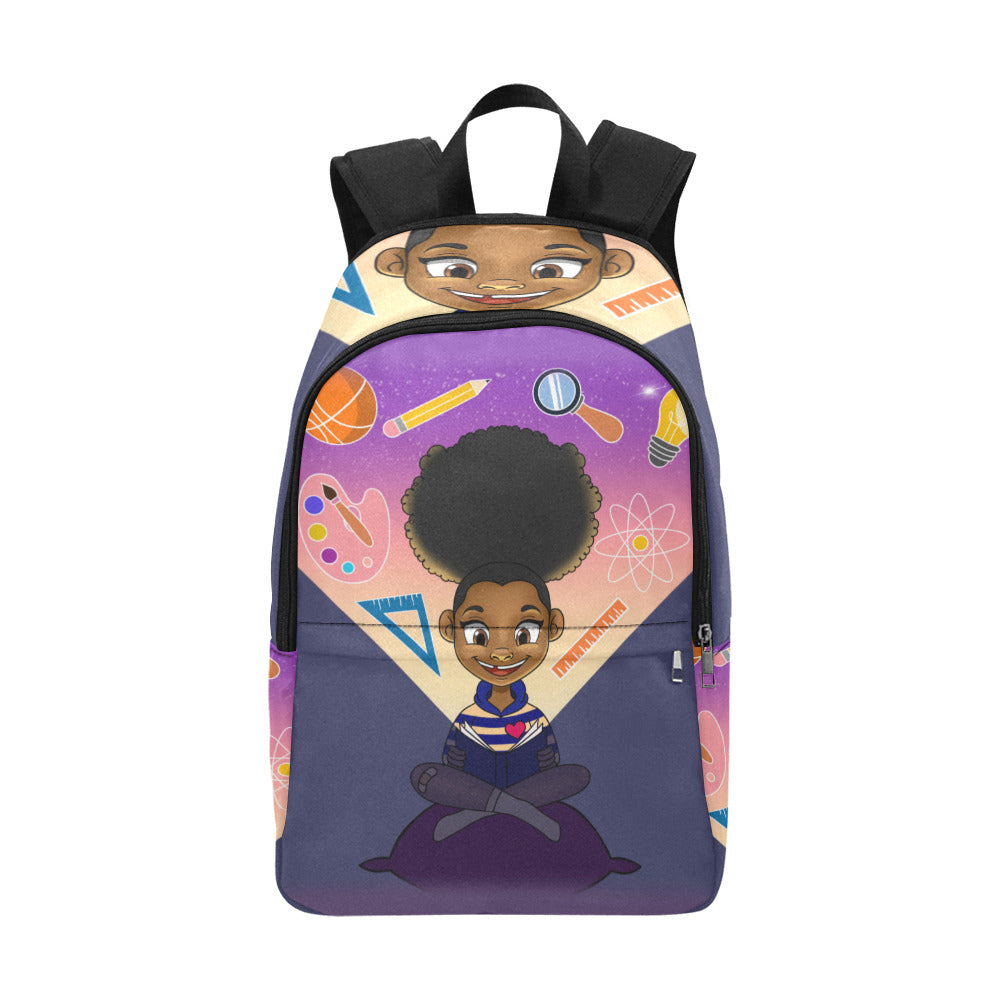 Reading Girl Fabric Backpack