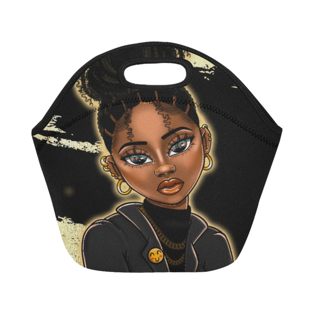 Gold and Black Girl Lunch Bag