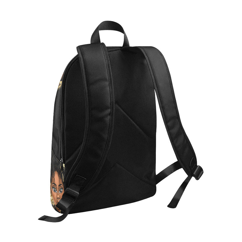 Gold and Black Girl Fabric Backpack