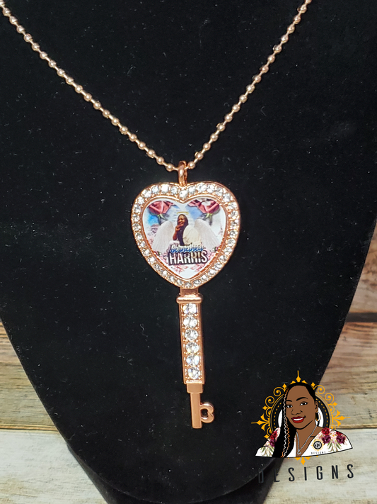 Heart shaped key necklace