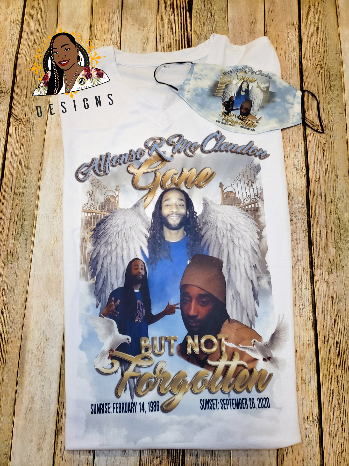 Custom matching Shirt, socks, and face cover