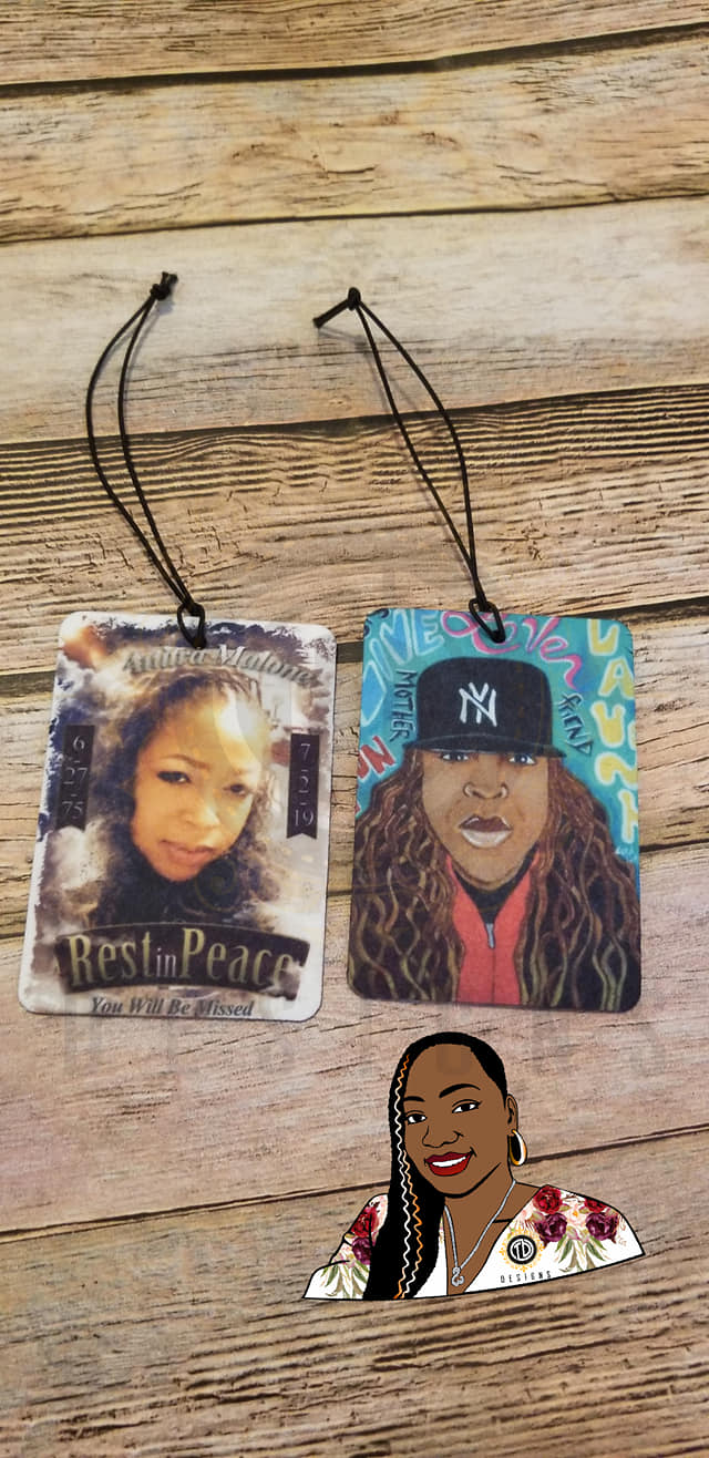 Double sided personalized UNscented car air freshener