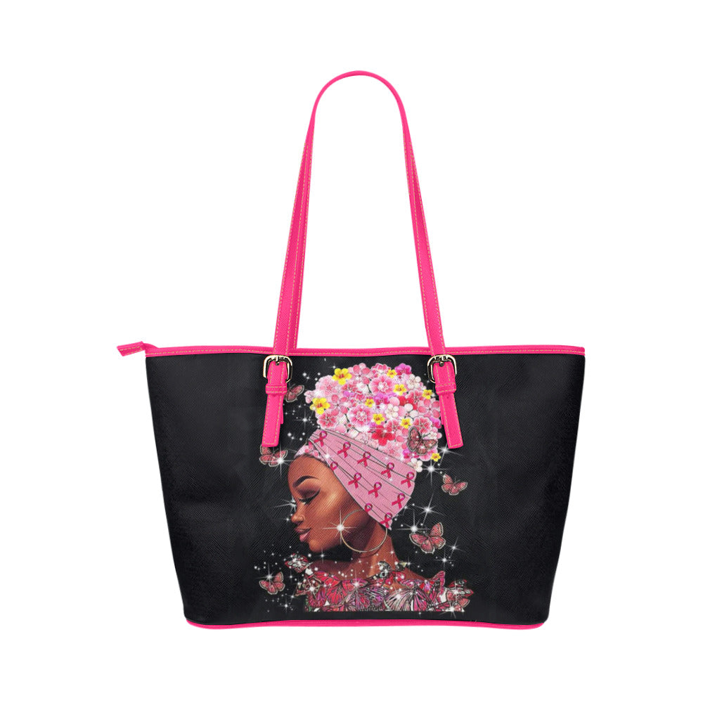 Breast Cancer Awareness Leather Tote Bag/Small