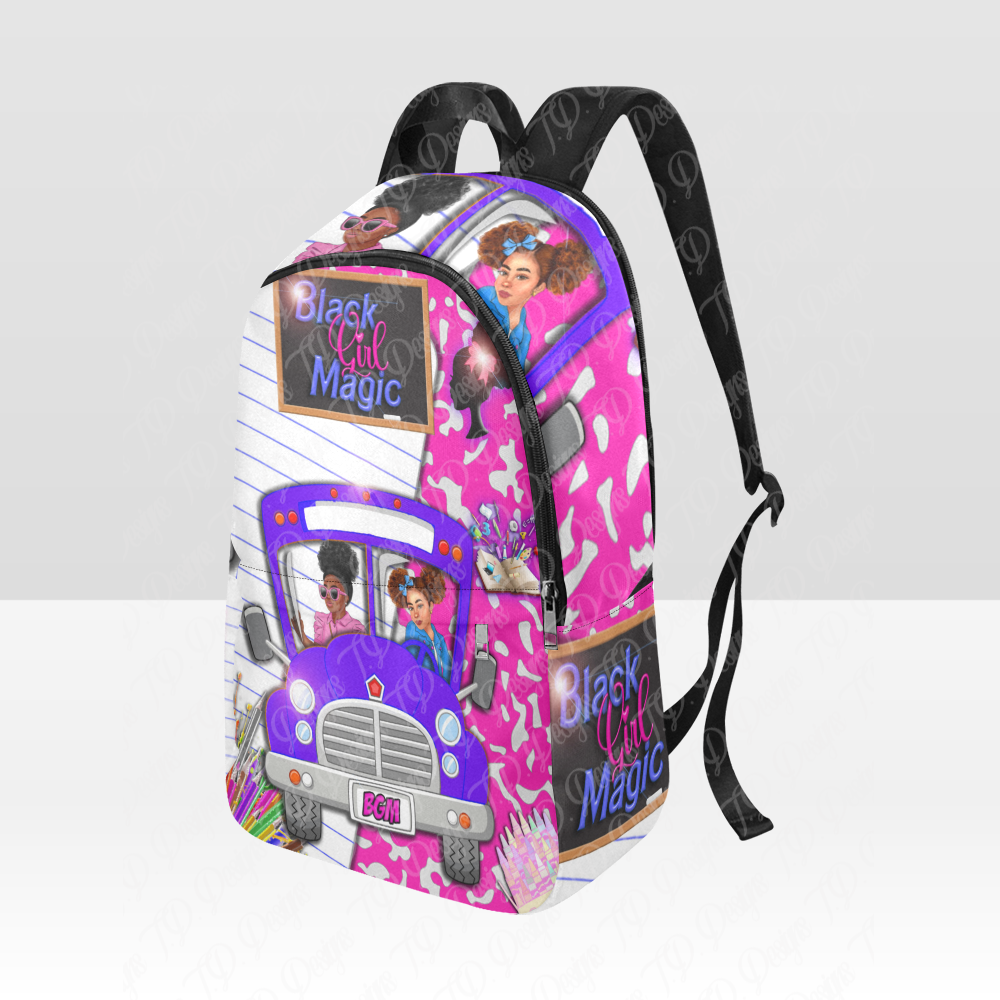 Black Girl Magic School Bus Fabric Backpack