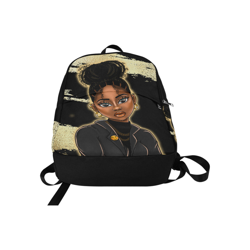 Gold and Black Girl Fabric Backpack