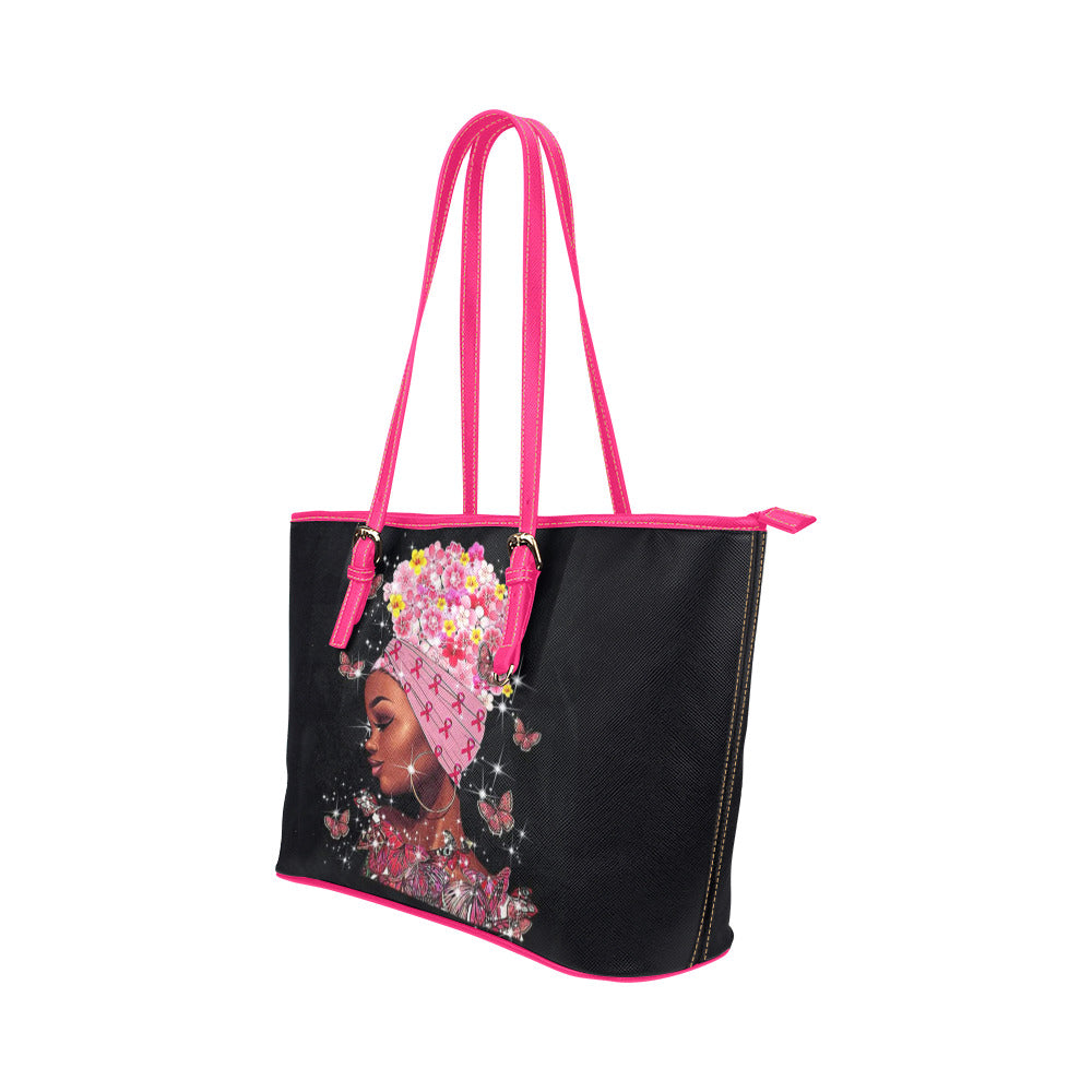 Breast Cancer Awareness Leather Tote Bag/Small