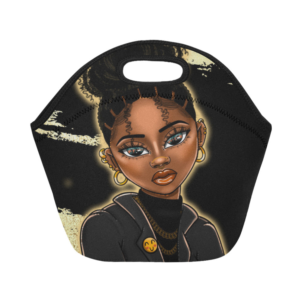 Gold and Black Girl Lunch Bag