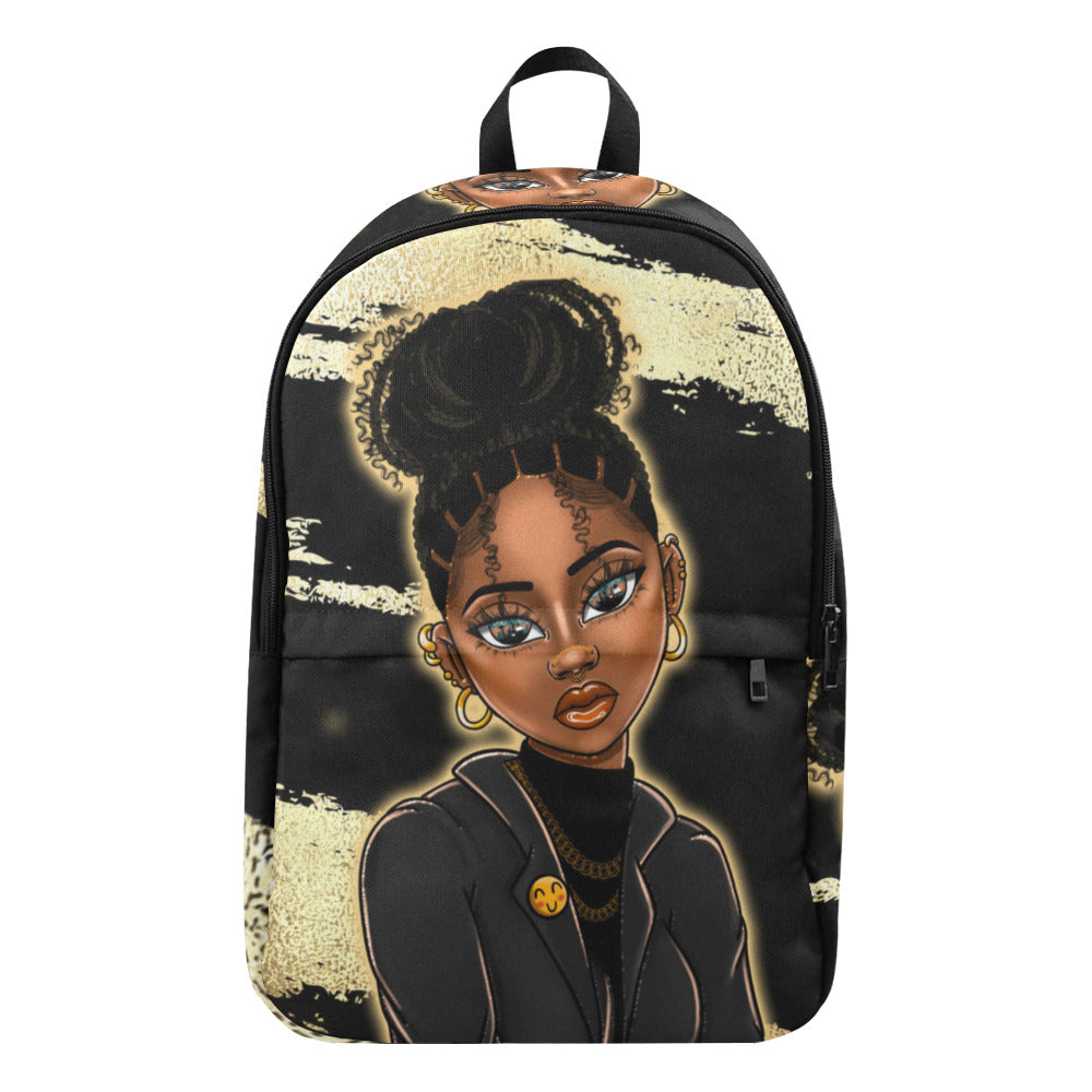 Gold and Black Girl Fabric Backpack